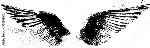 High contrast crew badge design with wings in stencil style for aviation themes