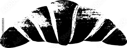 High contrast croissant with flake crumbs in stencil style for food art and design