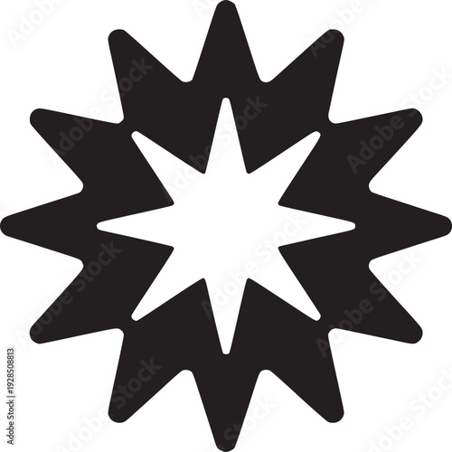 Bold abstract starburst burst explosion design element with sharp points radiating outward