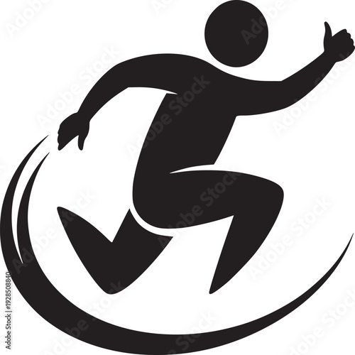 Dynamic runner in motion with thumbs up, symbolizing success and achievement in a clean, modern style.