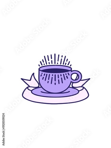 Wallpaper Mural rise and float animation of tattoo with banner of cup of coffee Torontodigital.ca