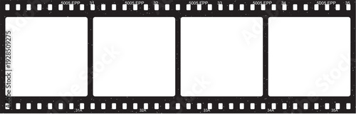 Vintage film strip border with empty frames and sprocket holes, retro cinema concept