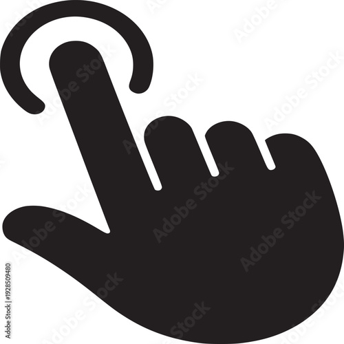 Modern black cursor hand icon pointing to select or activate something on screen