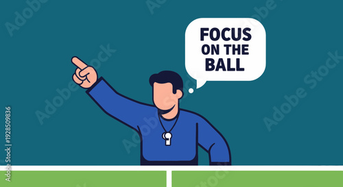 A Coach Directs Focus to The Ball in a Strategic and Encouraging Coaching Moment