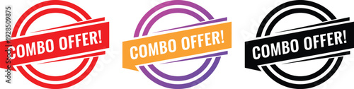 Combo Offer Badge Vector Set with Circular Banner Label for Sale Promotion Design