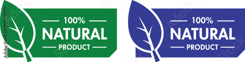 100 Percent Natural Product Badge Vector with Leaf Icon for Organic Eco Label Design