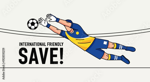 A Football Goalkeeper Making A Dynamic Save During International Friendly Match