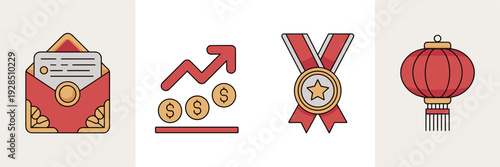 Salary increase and bonus icons for CNY - Perfect for corporate news.