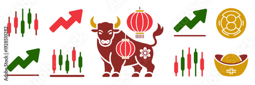 Wealth and growth vector icons – Suitable for economic New Year news.