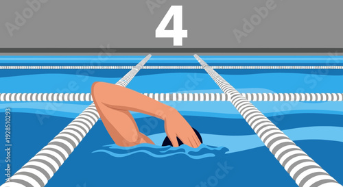 A Swimmer Approaches The Finish Line In a Simplified Swimming Pool Illustration