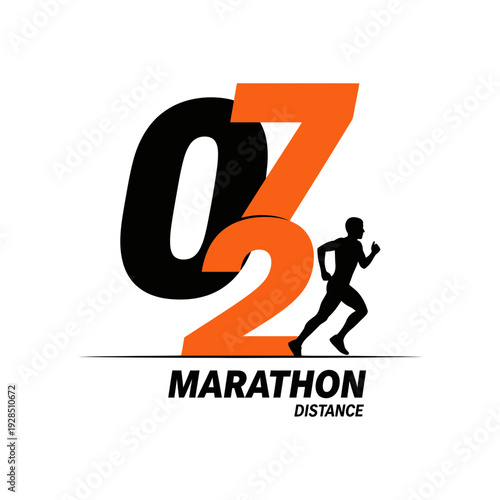 Abstract Marathon Run Design Featuring Bold Numerals and a Dynamic Running Silhouette