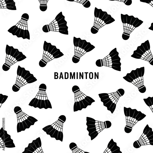 Abstract Shuttlecock Pattern Illustrating Badminton, Seamless Design, Black and White Aesthetic
