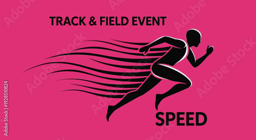 Abstract Silhouette Illustration of a Runner in a Track and Field Event Speed Concept