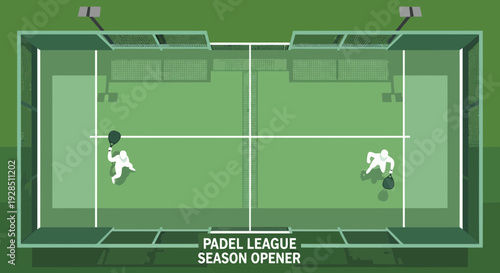 Aerial View Of Padel Court And Players, Ready For Intense Competition Season Start