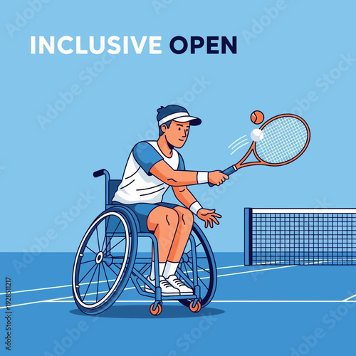 Adaptive Tennis Tournament Illustration Showcasing Inclusive Sport Activities and Participation
