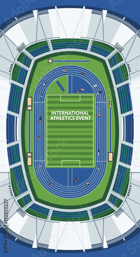 Aerial View Of The Athletic Stadium Hosting International Track And Field Competition