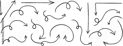 A complex network of arrows and curved lines in a black and white diagram