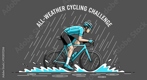 All Weather Cycling Challenge: Animated Cyclist Battling The Elements For Endurance