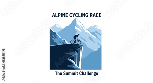 Alpine Cycling Race Illustration Depicting Courage, Endurance, And Mountainous Terrain
