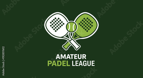 Amateur Padel League Logo Depicting Racquets, Ball, and Sporting Competition Imagery