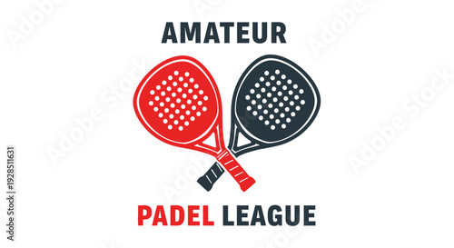 Amateur Padel League Logo Illustrating Two Rackets on a Clean White Background