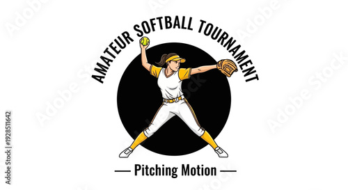 Amateur Softball Tournament Featuring Dynamic Pitching Action Silhouette Design
