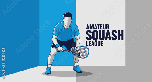 Amateur Squash League Athlete Focused On Competition In A Sporty Illustration