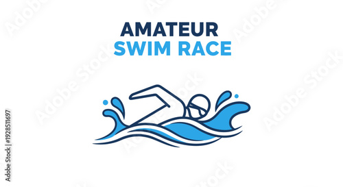 Amateur Swim Race: Illustration Depicting Aquatic Competition and Recreational Activity