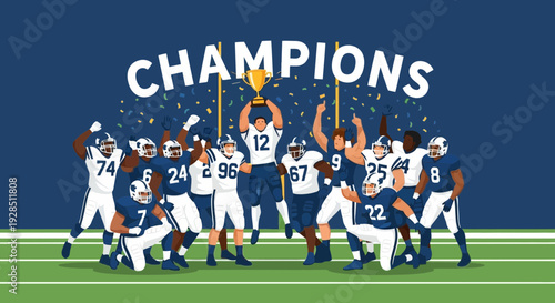 American Football Champions Celebrate Victory After Winning Championship Game Celebrations