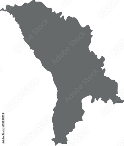 Simple Black Map of Moldova Isolated on White Background