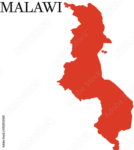 Flat Simple Malawi Vector Map