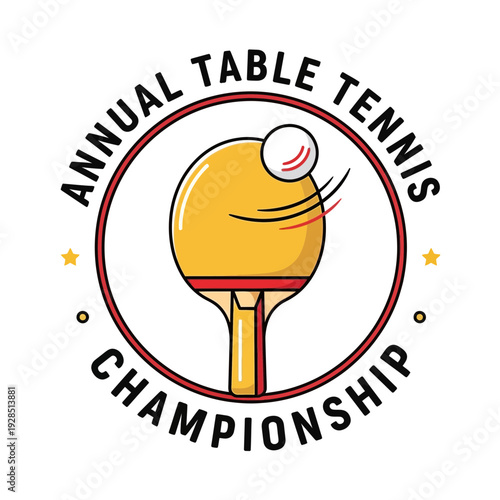 Annual Table Tennis Championship Emblem: A Dynamic Illustration for Sports Tournaments and Events