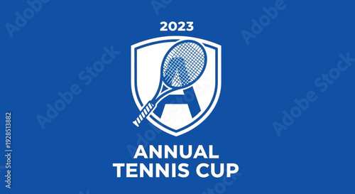 Annual Tennis Cup Logo In Cobalt Blue Color Scheme, Emblem Design 2023 Display
