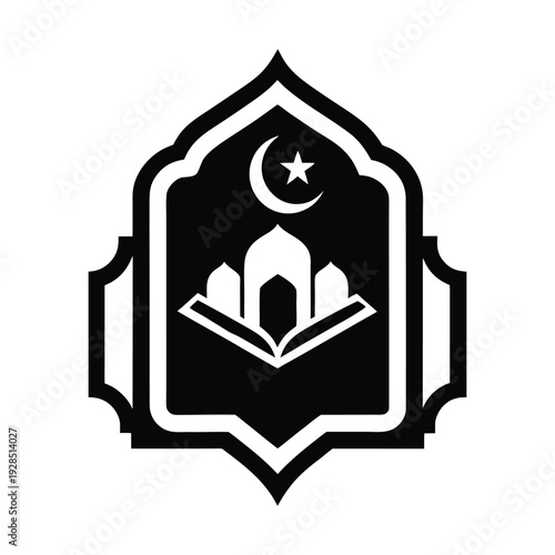 Al Quran Icon Vector Illustration on White Background, Islamic Holy Book Symbol, Quran Kareem Outline and Silhouette Icon for App UI, Web Design, Education, Religion, Faith, Mosque and Islamic Learnin