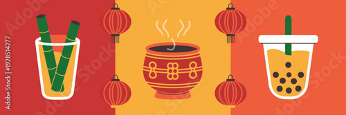 Festive market drink icon collection – Perfect for social media.