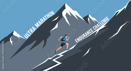 Athlete Conquer Mountain Endurance Challenge For Ultra Marathon Competition Victory