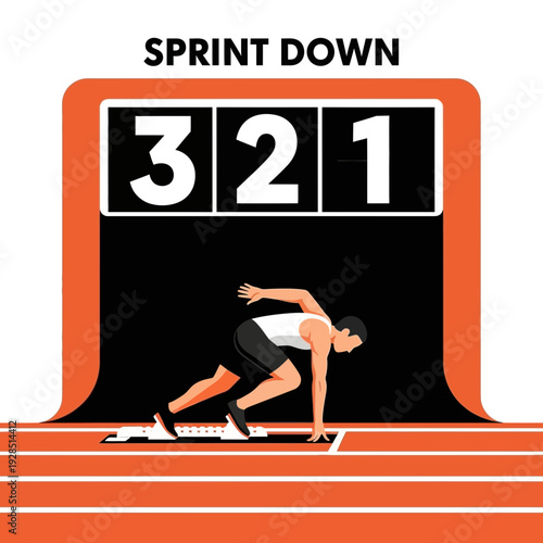 Athlete Preparing For Sprint Countdown, Ready To Race On The Running Track, Sport Event