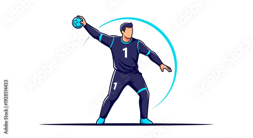 Athlete Preparing To Hurl The Ball In Dynamic Pose Sporty Action Handball Illustration