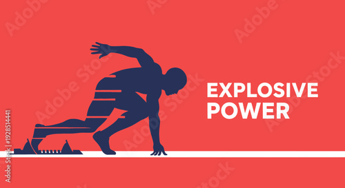 Athlete Displaying Explosive Power in a Sprint Start on a Dynamic Red Background