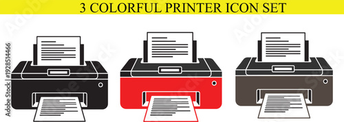 Colorful printer icons on white background