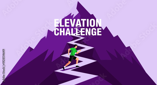 Athlete Reaching Peak In Elevation Challenge, Striving To Achieve Goals And Successes Quickly