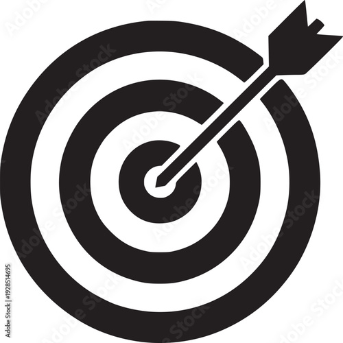 Achieve your targets with powerful strategy and focus, arrow hitting bullseye for successful business outcomes