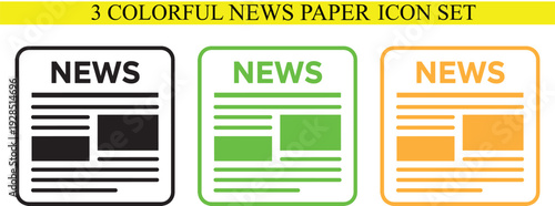 colorful newspaper icons set for web design