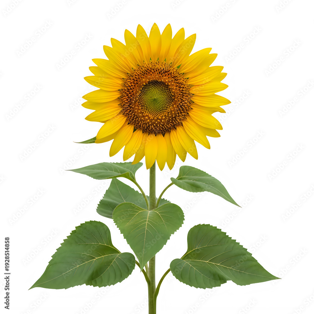 Obraz premium A vibrant sunflower standing tall with lush green leaves behind it