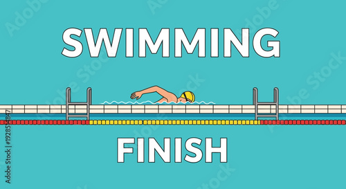 Athlete Swimming Towards Finish Line In Pool With Clean Turquoise Water