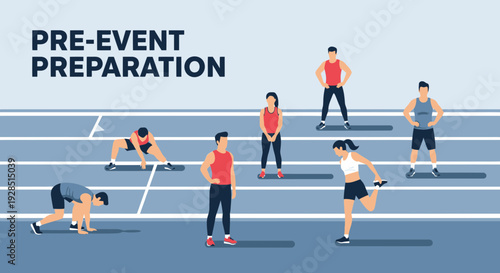 Athletes Preparing For Competition On Athletic Track Practicing Exercises To Stay Ready For The