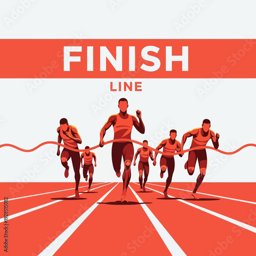 Athletes Sprinting Towards The Finish Line In a Dynamic Race Competition Illustration