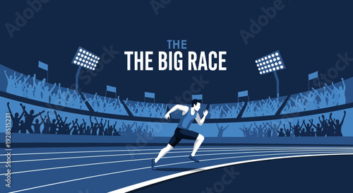 Athletic Competition Depicted With Dynamic Runner at the Starting Line of a Race