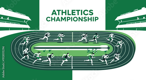 Athletic Competition Depiction in Vibrant Green Tones and Simple Design for Sport Lovers