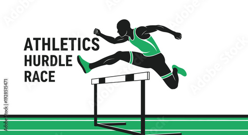 Athletic Man Performing Hurdle Race With Dynamic Movement And Vivid Green Color